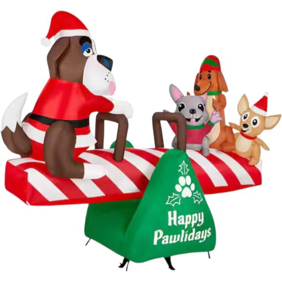 6 ft Animated Dog SEESAW Christmas Inflatable Dachshund Frenchy Chihuahua NEW - Picture 7 of 8